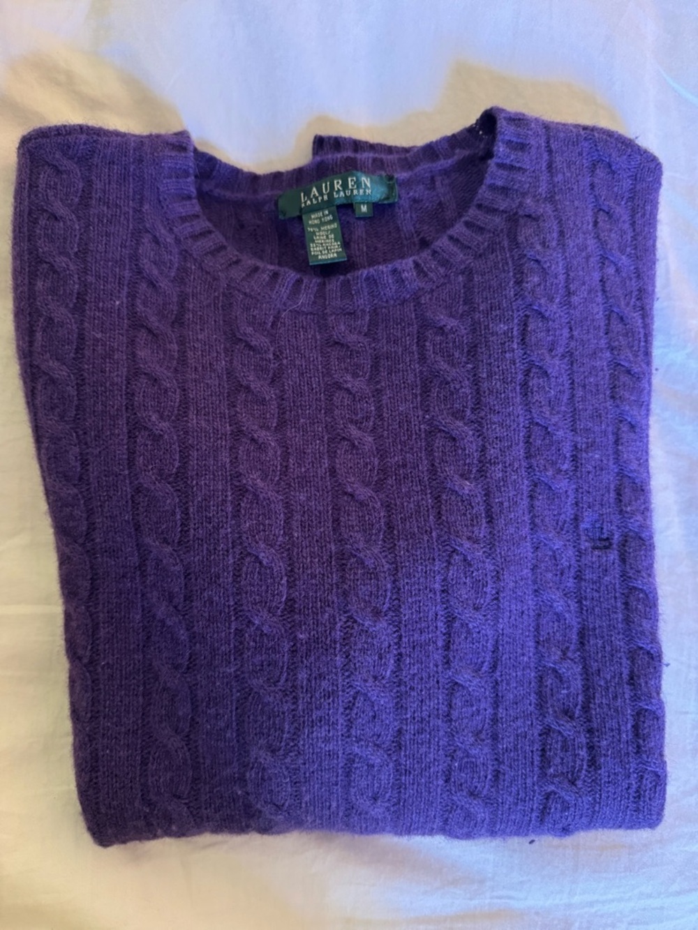 Ralph Lauren Purple Cable-Knit Wool Blend Sweater